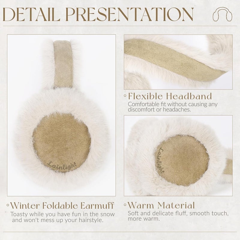 Lainlight Store Ear Muffs for Winter Women Faux Fur Warm Earmuffs Foldable Cute Fuzzy Ear Warmers - Image 3